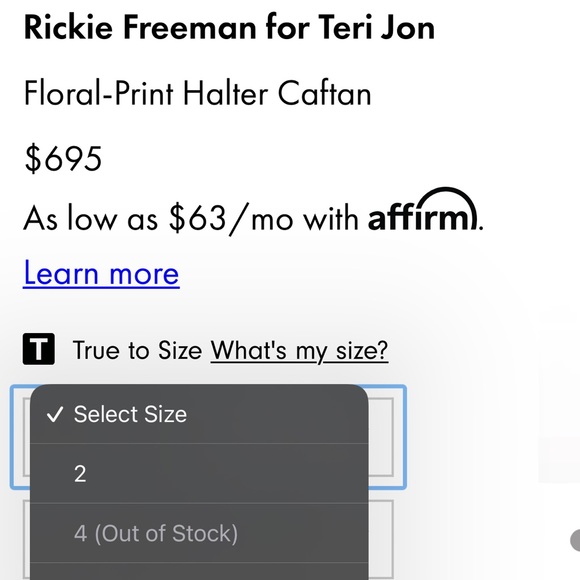 RICKIE FREEMAN FOR TERI JON Brdr Prt Halter Caftan Size 4 - Picture 5 of 7